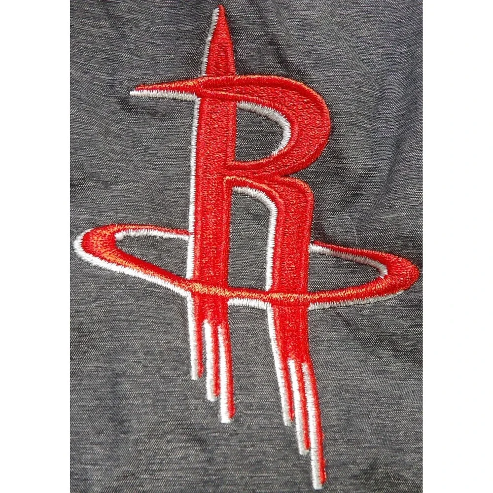 Adidas Houston Rockets Full Zip Hooded Jacket Men L Gray Black Basketball Sports